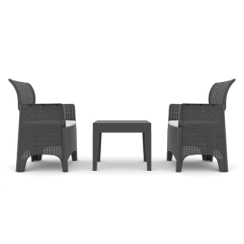 Baštenski set Troya, za 2 osobe, plastična, antracit, sa jastucima